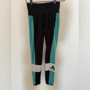 Adidas Leggings in Black and Teal with White Accents